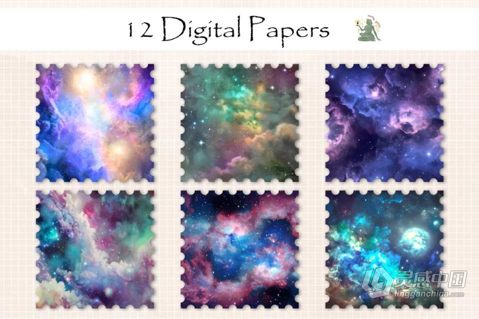 12款水彩梦幻天空宇宙夜空星云背景设计合成图片素材 Watercolor Dreamy Fantasy Digital Paper  福风灵感网 www.ffidea.com