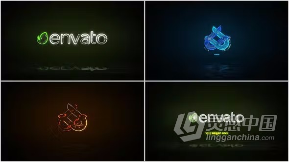 AE模板-霓虹灯标志动画Neon Logo Reveal AE模板下载  福风灵感网 www.ffidea.com