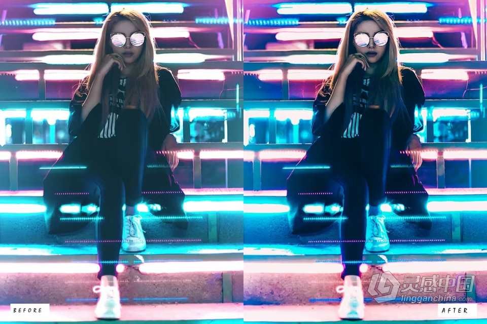 30个霓虹灯夜景人像调色Lightroom预设 Neon Lights Lightroom Presets  福风灵感网 www.ffidea.com