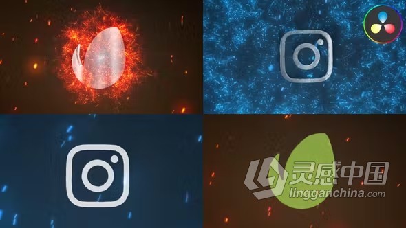 达芬奇模板-火焰标志粒子火花LOGO动画视频DaVinci Resolve模板下载  福风灵感网 www.ffidea.com