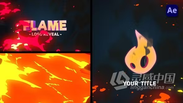 AE模板-2D卡通火龙卷风火焰标志动画AE模板下载 Fire tornado logo  福风灵感网 www.ffidea.com