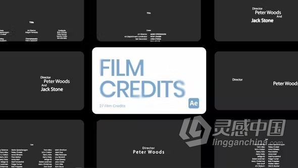 AE与PR模板-视频电影制作人员名单团队名称剧组演职员表电影字幕AE与PR模板下载 Film Credits For After Effects  福风灵感网 www.ffidea.com