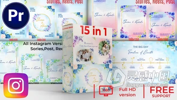 15种清新淡雅花卉婚礼请柬婚礼包装视频宴会邀请函PR模板下载 15 in 1 All Weddings Slideshow and Invitations MO  福风灵感网 www.ffidea.com