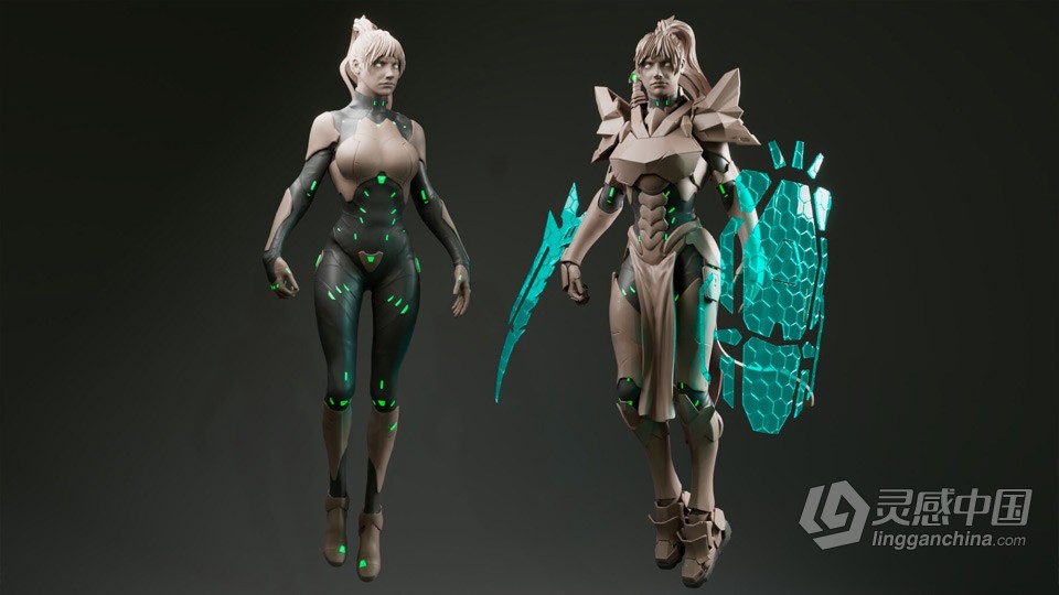 ZBrush与Maya科幻女士兵角色雕刻建模制作视频教程  福风灵感网 www.ffidea.com