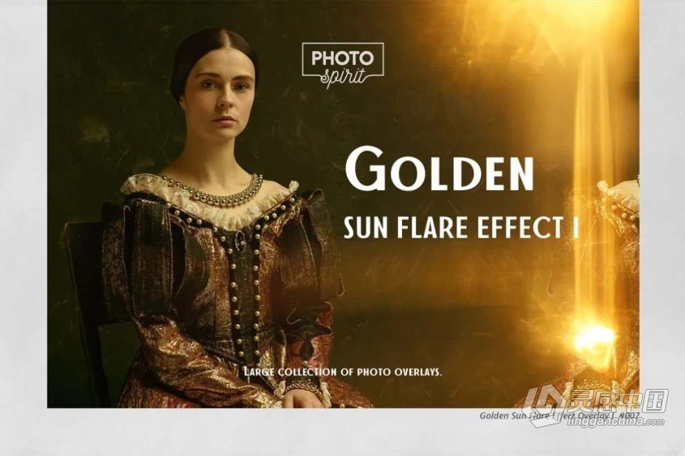 55张金色太阳耀斑光斑照片叠加合成素材+PS动作 Golden Sun Flare Overlay Effect 1  福风灵感网 www.ffidea.com