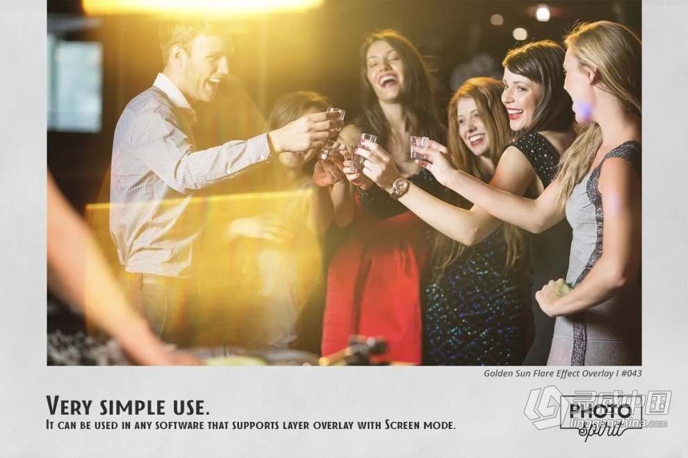 55张金色太阳耀斑光斑照片叠加合成素材+PS动作 Golden Sun Flare Overlay Effect 1  福风灵感网 www.ffidea.com