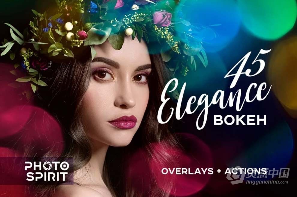 45张优雅散景光斑光效叠加图片素材+PS动作 Elegance Bokeh Overlays  福风灵感网 www.ffidea.com