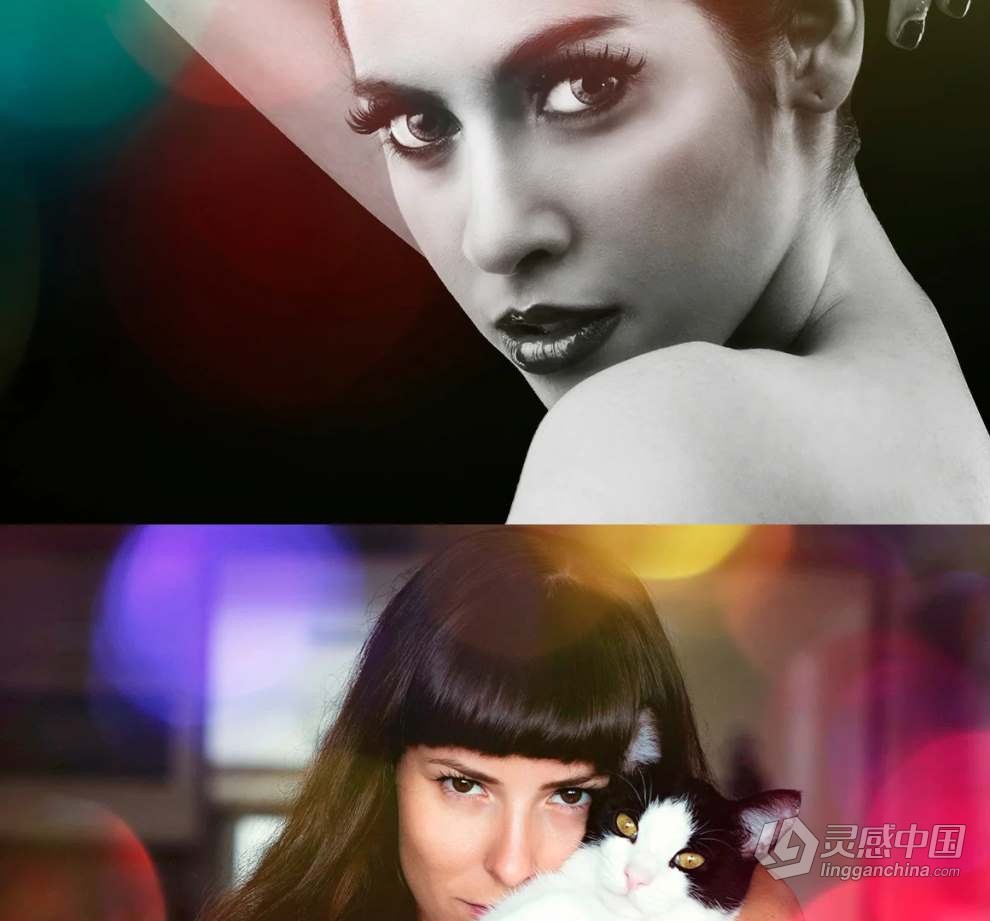 45张优雅散景光斑光效叠加图片素材+PS动作 Elegance Bokeh Overlays  福风灵感网 www.ffidea.com