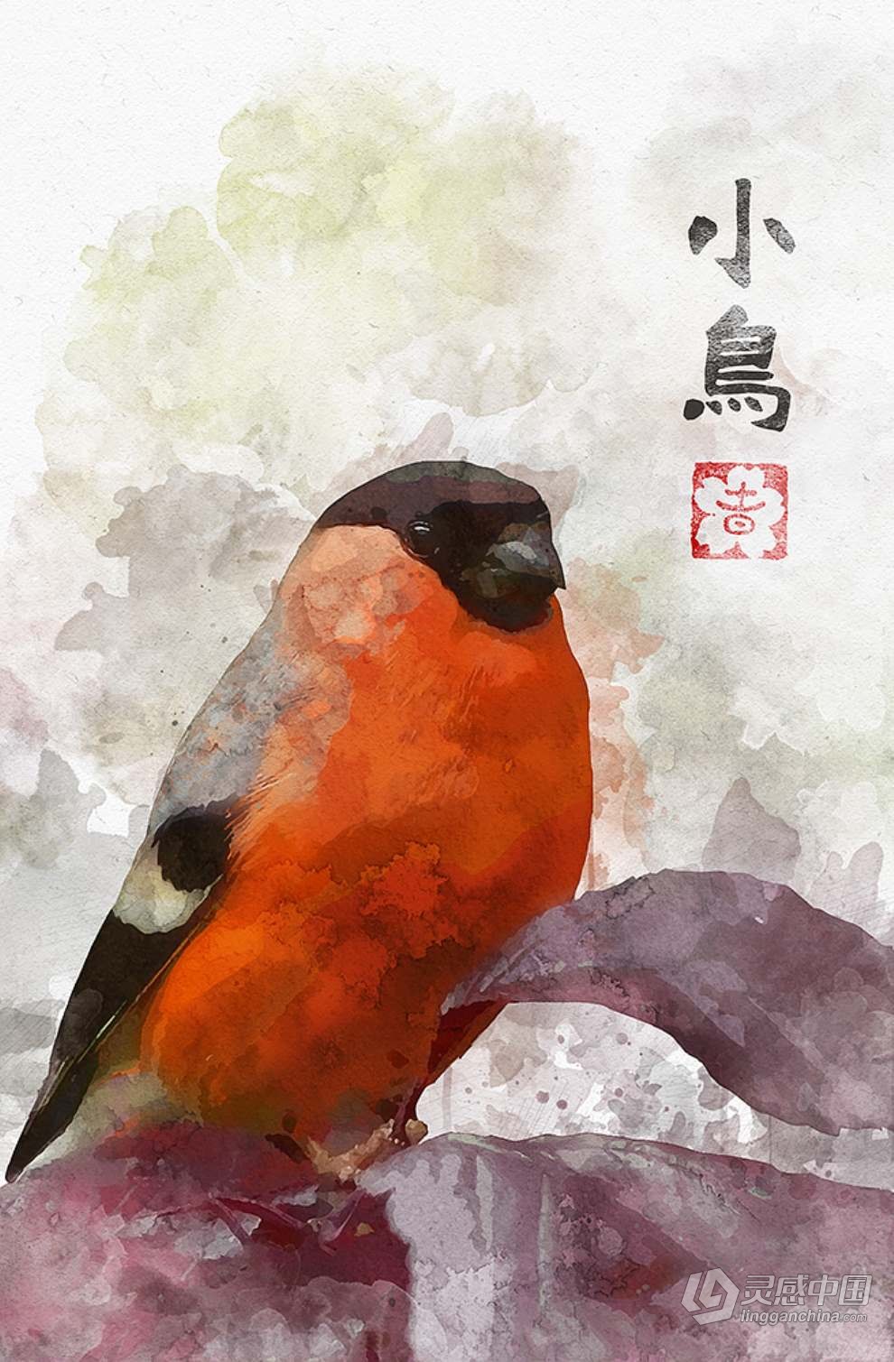 PS特效动作一键生成手绘水墨水彩画效果中国风照片 Asian Watercolor Photoshop Action  福风灵感网 www.ffidea.com