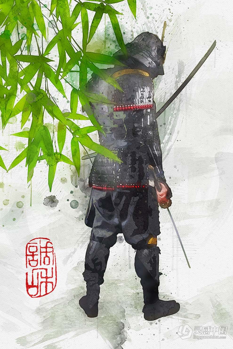 PS特效动作一键生成手绘水墨水彩画效果中国风照片 Asian Watercolor Photoshop Action  福风灵感网 www.ffidea.com