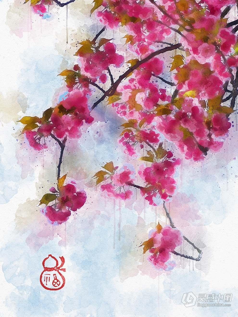 PS特效动作一键生成手绘水墨水彩画效果中国风照片 Asian Watercolor Photoshop Action  福风灵感网 www.ffidea.com