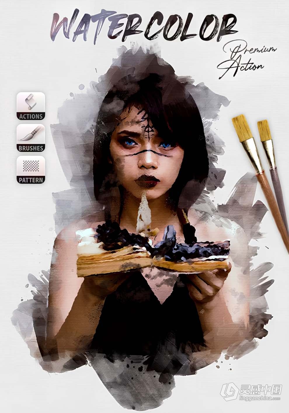 水墨水彩画效果Photoshop动作 Watercolor Photoshop Action  福风灵感网 www.ffidea.com