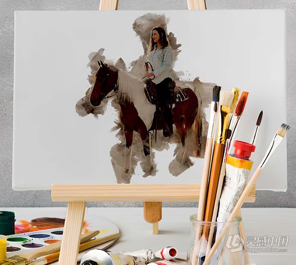 水墨水彩画效果Photoshop动作 Watercolor Photoshop Action  福风灵感网 www.ffidea.com