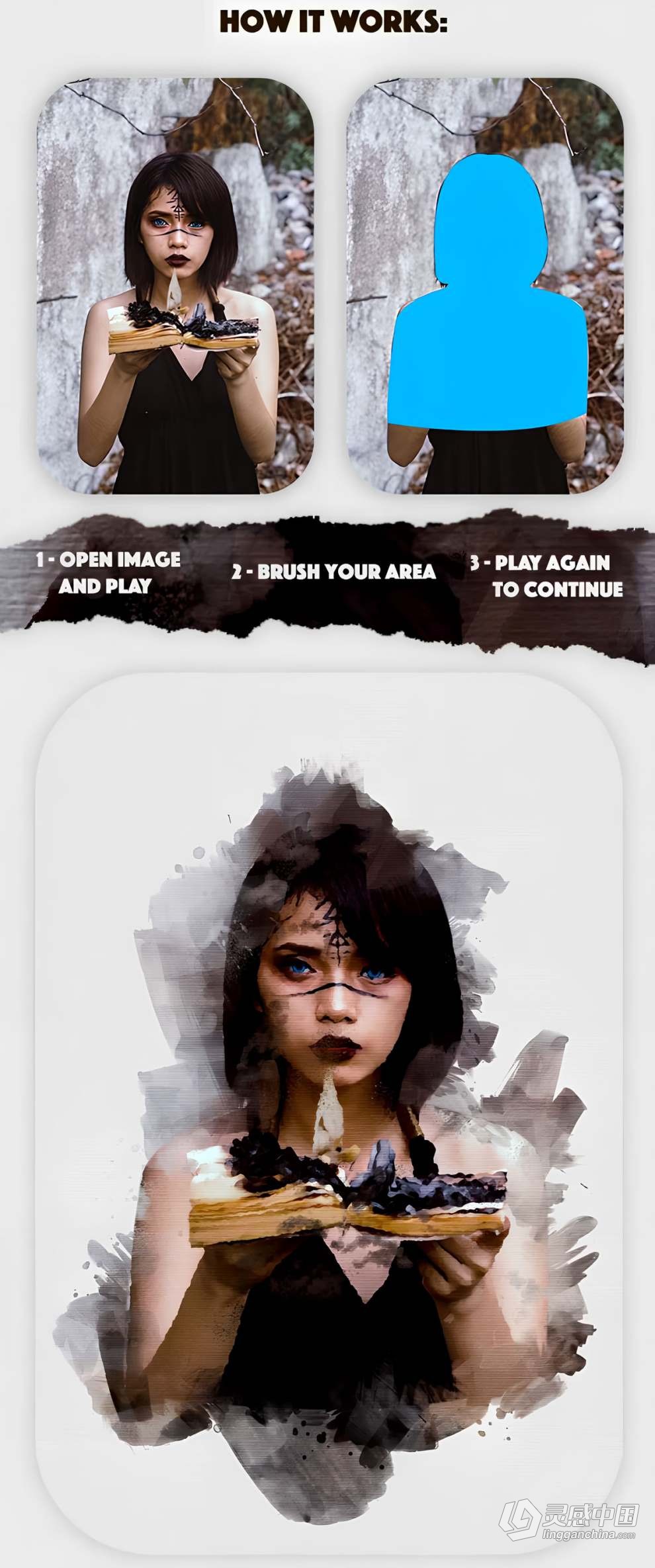 水墨水彩画效果Photoshop动作 Watercolor Photoshop Action  福风灵感网 www.ffidea.com