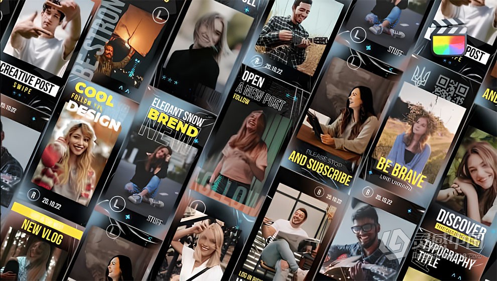 16组时尚竖屏海报封面宣传图文组合动画FCPX插件 Intro Instagram Stories  福风灵感网 www.ffidea.com