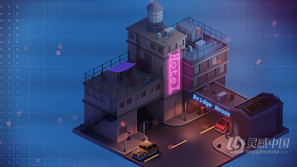 Blender低多边形赛博朋克场景制作流程视频教程 Creating Low Poly Cyberpunk Scenes with Blender  福风灵感网 www.ffidea.com