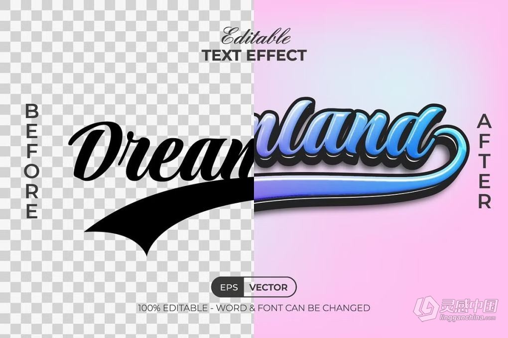复古街机电竞游戏电影海报创意设计多彩梦幻效果AI文本样式 Dreamland Text Effect Colorful Style  福风灵感网 www.ffidea.com