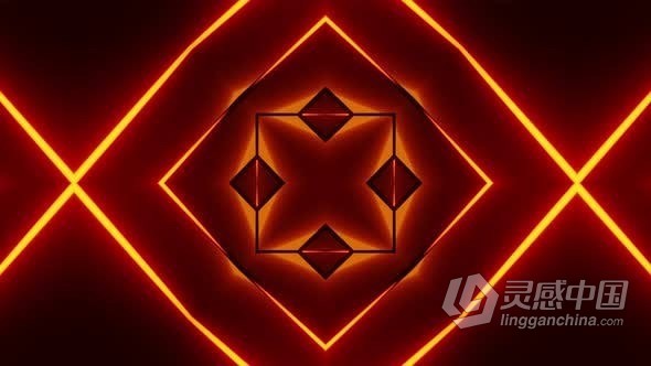 黑色背景红色和黄色抽象设计万花筒VJ循环视频素材 Red and yellow abstract design with black background  福风灵感网 www.ffidea.com