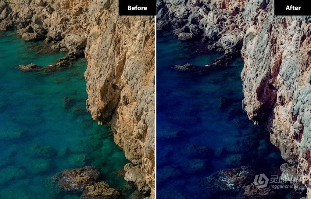 6种蓝调电影风光LR预设 6 Ocean Blue Lightroom and Photoshop Presets  福风灵感网 www.ffidea.com