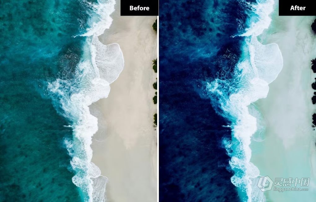 6种蓝调电影风光LR预设 6 Ocean Blue Lightroom and Photoshop Presets  福风灵感网 www.ffidea.com