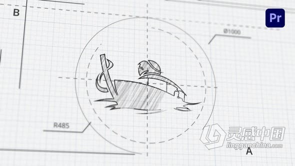草图绘图LOGO动画展示建筑公司宣传视频片头-PR模板 Technical Sketch Logo for Premiere Pro  福风灵感网 www.ffidea.com