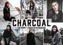 时尚人像中性灰色调Lightroom预设/APP预设 Charcoal Pro Lightroom Presets