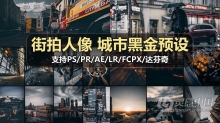 城市黑金预设城市风光夜景旅拍胶片LR预设 街拍人像黑金LR预设+LUT预设 支持PS/PR/AE/LR/FCPX/达芬奇
