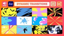 12种卡通多彩图形动画波浪飞溅视频转场 AE模板 AE工程文件 Dynamic Transitions | After Effects