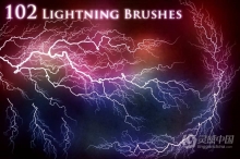 【PS笔刷】102个雷击闪电高压电流特效PS笔刷 102 Lightning Brushes