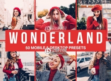 通透红色调电影胶片LR预设+LUT预设 Wonderland Lightroom Presets LUTs