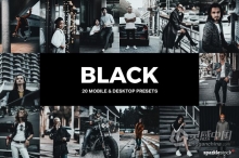 城市街拍黑暗胶片INS风格LR预设/LUTs预设 20 Black Lightroom Presets and LUTs