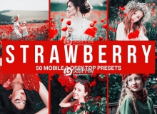 草莓红色调电影胶片LR预设+3DLUT预设Strawberry Lightroom Presets+LUT