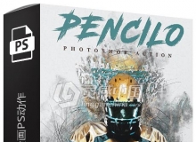 铅笔素描艺术绘画PS动作 Pencil Sketch Art Photoshop Action