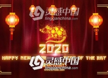 红色喜庆粒子灯笼2020中国鼠年片头AE模板 Chinese New Year 2020