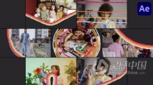 AE模板-卡通形状彩虹粘土橡皮泥过渡彩色动画AE模板下载