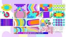 18种多彩卡通图形过渡儿童视频转场效果 AE模板 AE工程文件 Colorful Transition Pack