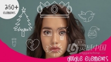 250+卡通线条涂鸦图标元素 AE模板 AE工程文件 Doodle Elements Pack