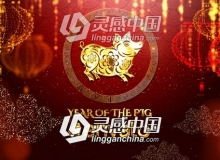 金色粒子2019中国新春猪年文字标题片头AE模板 Videohive Chinese New Year