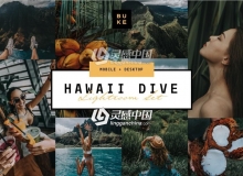 夏威夷旅拍电影胶片LR预设+手机APP滤镜Hawaii Tropical Lightroom
