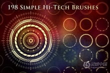 【PS笔刷】198种简单的未来派圆形圆环图案PS笔刷Affinity画笔Procreate笔刷 198 Simple Futuristic Circle Bru