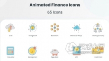 AE模板 65个包括金融科技行业图标动画效果AEP/JSON/GIF/MP4 AE工程 AE文件