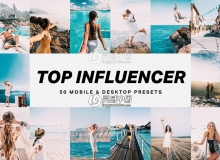 顶级网红LR预设+旅拍视频剪辑LUT预设 50 Top Influencer Lightroom+LUT