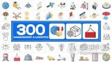 300个适合各种主题行业的图标动画AE模板下载 300 Icons Pack - Management