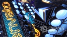 三维铁架舞台灯光场景动画片头视频效果Element 3D制作 AE模板 AE工程文件 Light Stage Logo