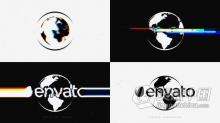 AE模板 故障数字失真毛刺地球旋转动画LOGO视频片头效果 AE工程 AE文件