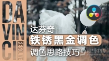 达芬奇教程 达芬奇电影MV铁锈暗金调色思路中文教程 附视频素材+Lut预设