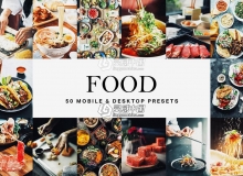 美食摄影清新通透LR预设|美食视频后期调色PS/PR/AE/FCPX/LUT预设